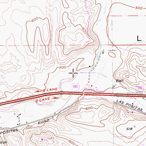 Topographic Map of Arroyo Seco, CA