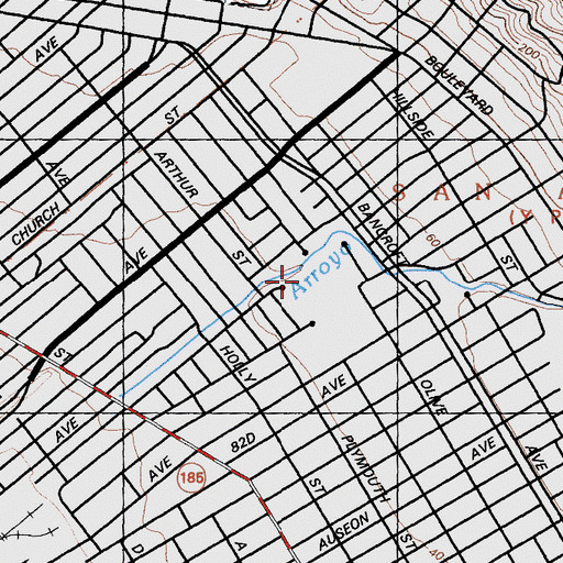 Topographic Map of Arroyo Viejo Recreation Center, CA