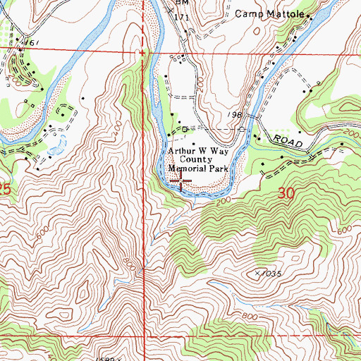 Topographic Map of Arthur W Way County Memorial Park, CA