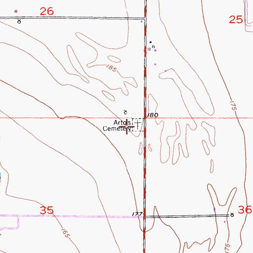 Topographic Map of Artois Cemetery, CA