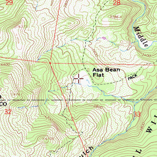 Topographic Map of Asa Bean Flat, CA