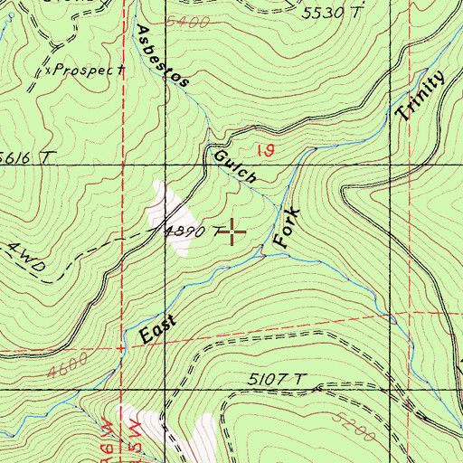 Topographic Map of Asbestos Gulch, CA