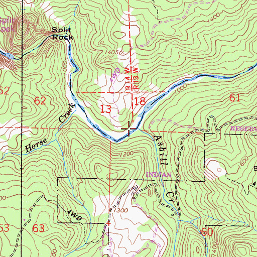 Topographic Map of Asbill Creek, CA