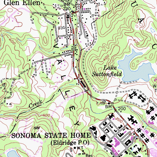 Topographic Map of Asbury Creek, CA