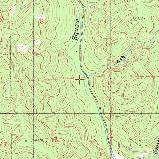 Topographic Map of Ash Creek, CA