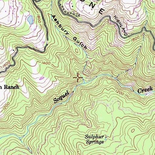 Topographic Map of Ashbury Gulch, CA