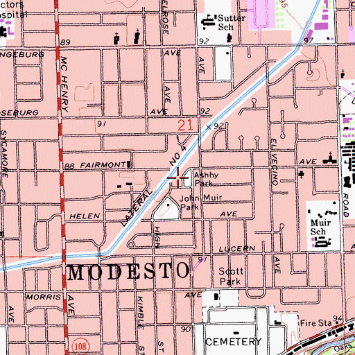 Topographic Map of Ashby Park, CA