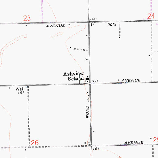 Topographic Map of Ashview School, CA