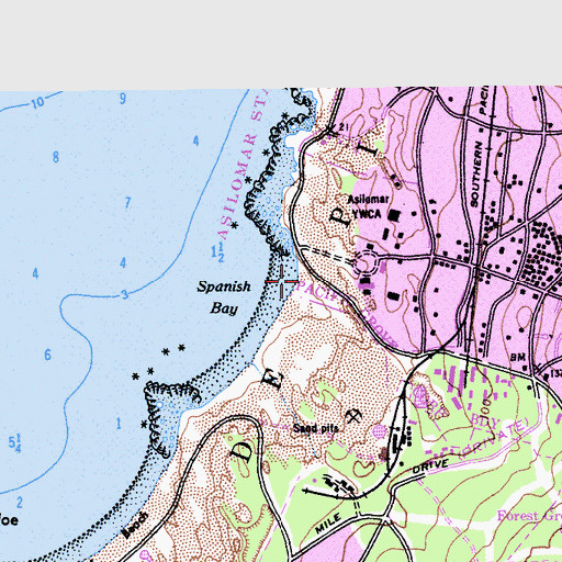 Topographic Map of Asilomar State Beach, CA