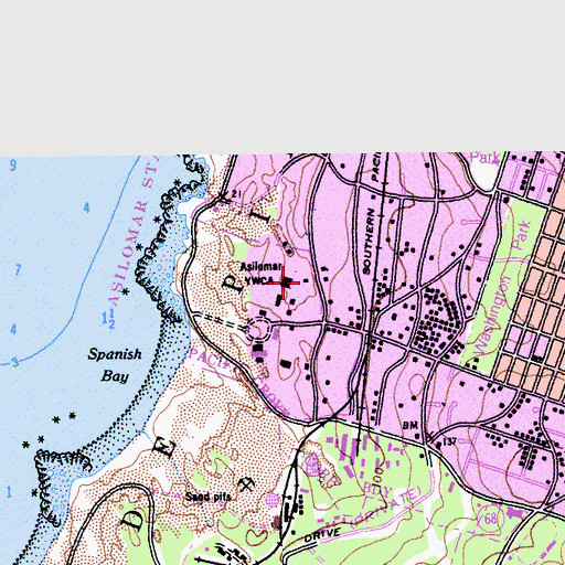 Topographic Map of Asilomar, CA