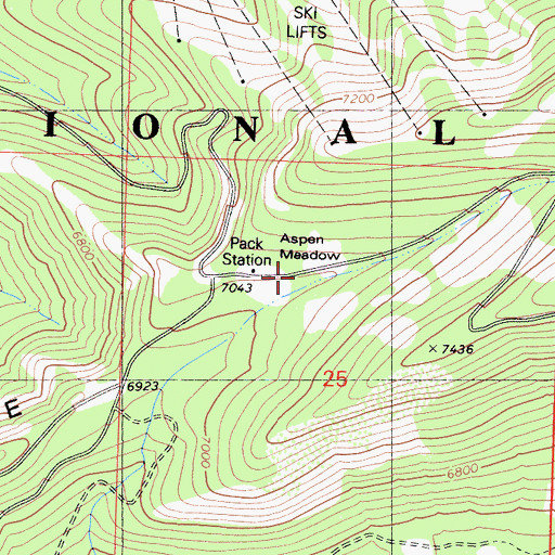 Topographic Map of Aspen Meadow, CA