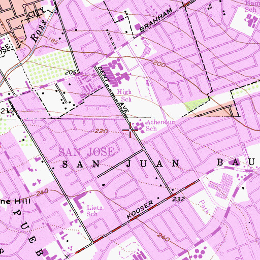 Topographic Map of Athenour Elementary School (historical), CA