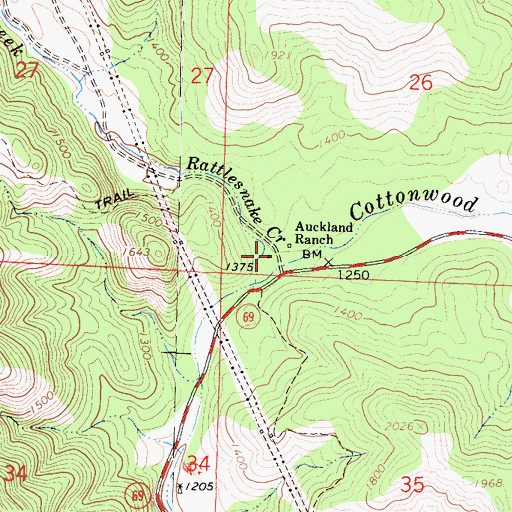 Topographic Map of Auckland Ranch, CA