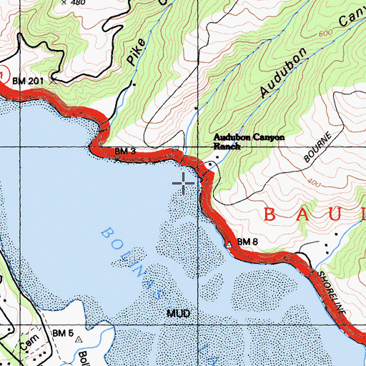 Topographic Map of Audubon Canyon, CA