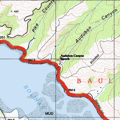 Topographic Map of Audubon Canyon Ranch, CA