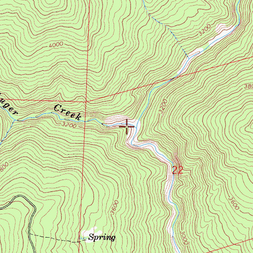 Topographic Map of Auger Creek, CA