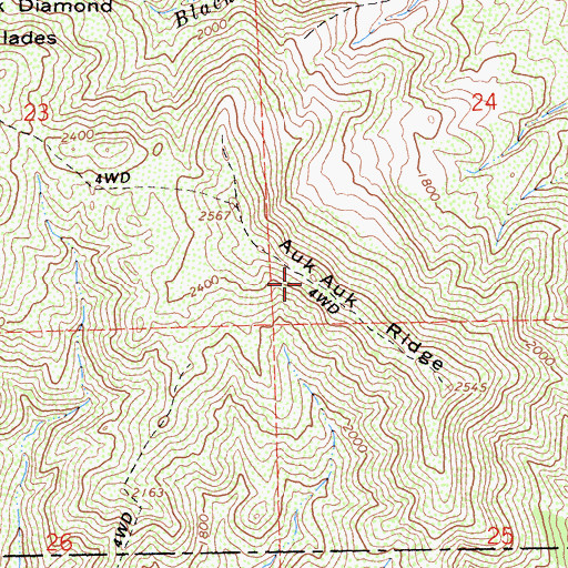 Topographic Map of Auk Auk Ridge, CA