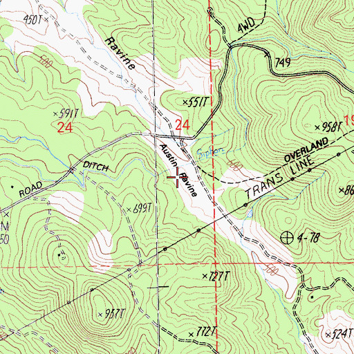 Topographic Map of Austin Flat, CA