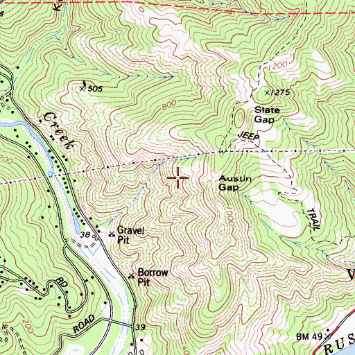 Topographic Map of Austin Gap, CA