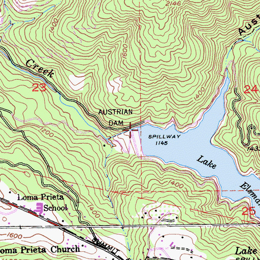 Topographic Map of Austrian Dam, CA