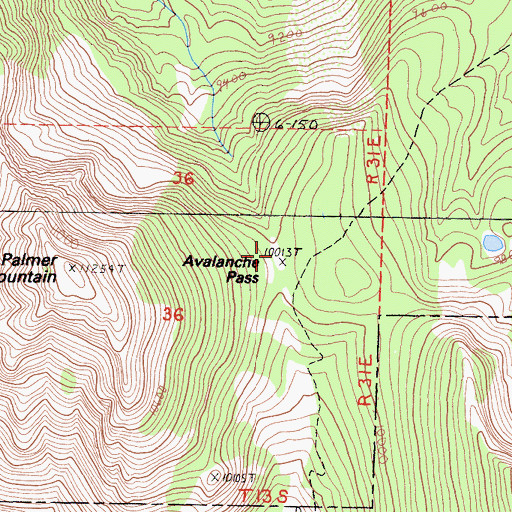 Topographic Map of Avalanche Pass, CA