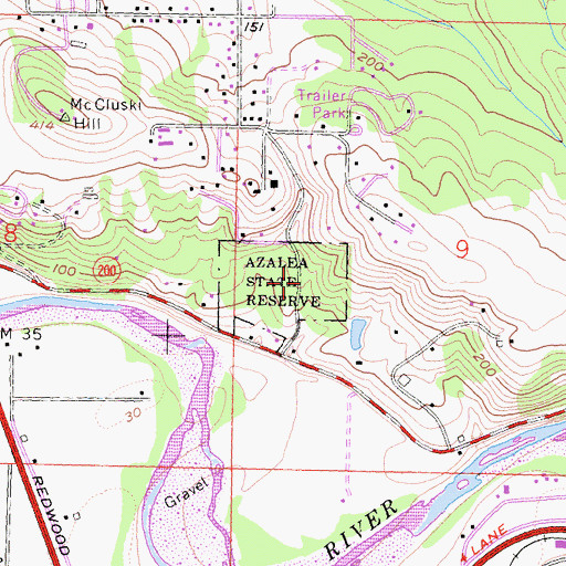 Topographic Map of Azalea State Natural Reserve, CA