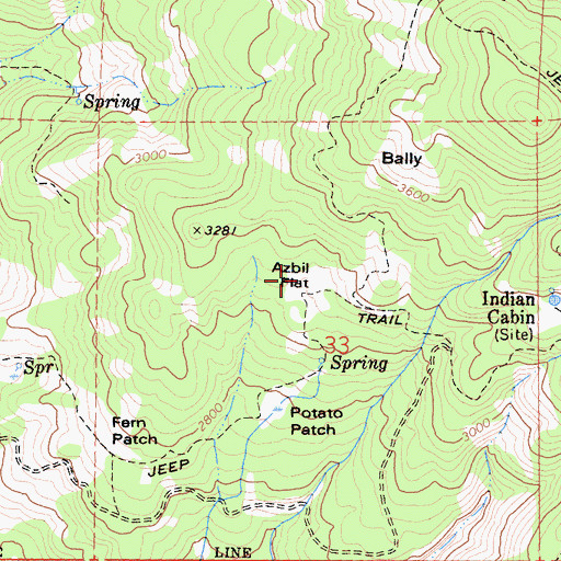 Topographic Map of Azbil Flat, CA