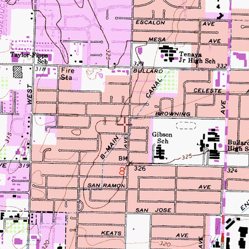 Topographic Map of B-Main Canal, CA