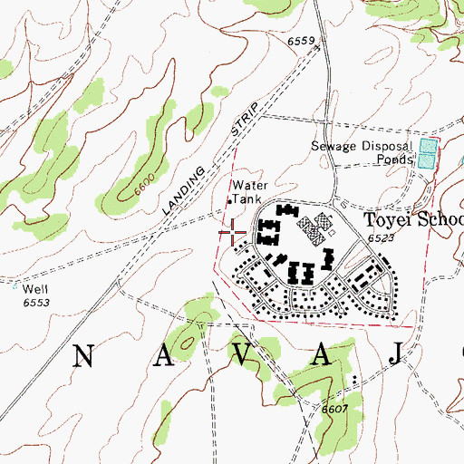 Topographic Map of Toyei School Airport (historical), AZ