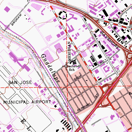 Topographic Map of Walter L Bachrodt Elementary School, CA