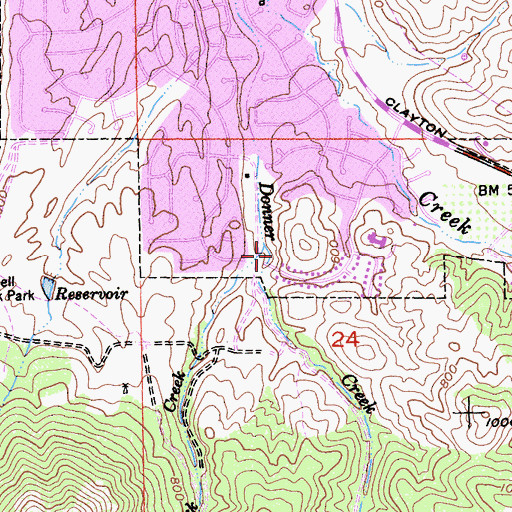 Topographic Map of Back Creek, CA