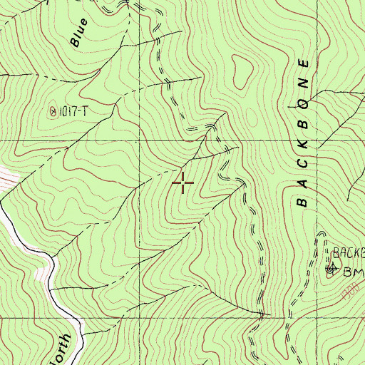 Topographic Map of Backbone Ridge, CA