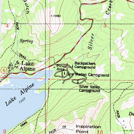 Topographic Map of Backpackers Campground, CA