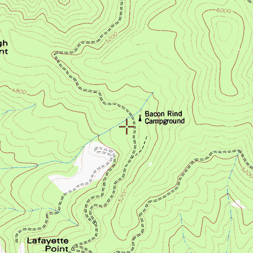 Topographic Map of Bacon Rind Campground, CA