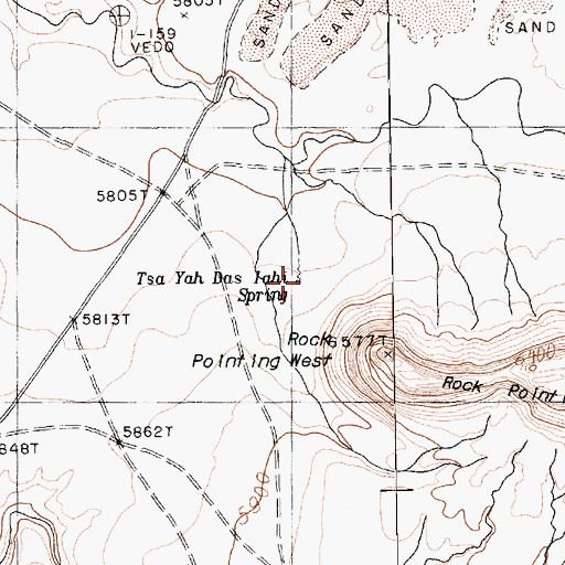 Topographic Map of Tsa Yah Das Iahi Spring, AZ