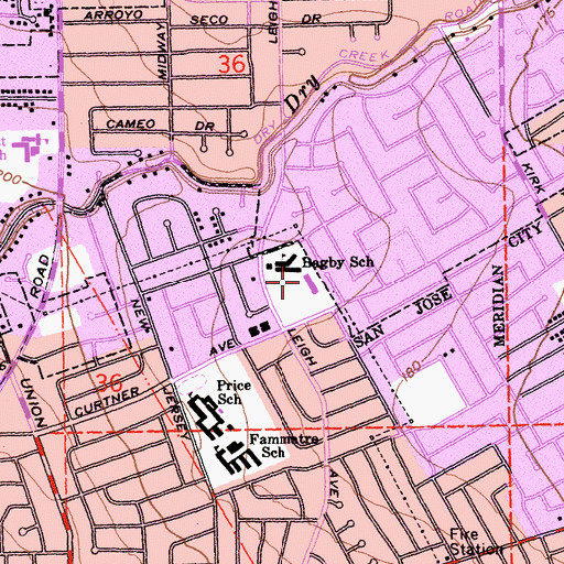 Topographic Map of Bagby Elementary School, CA