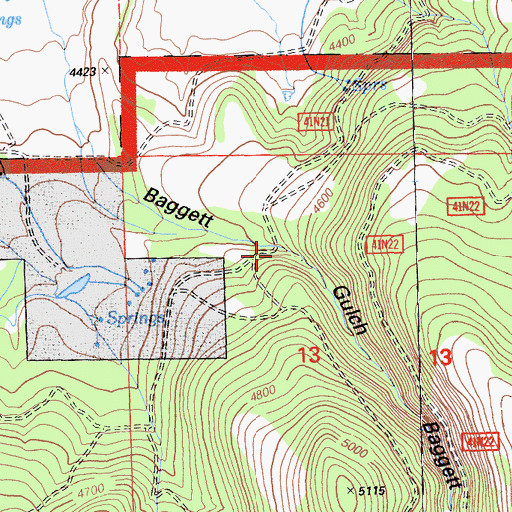 Topographic Map of Baggett Gulch, CA