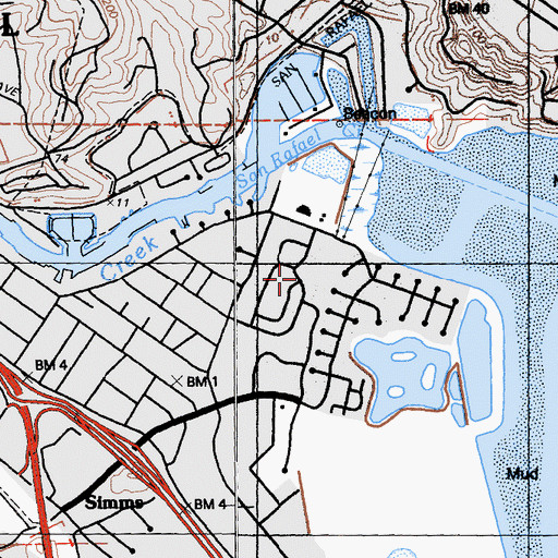 Topographic Map of Bahia Vista Elementary School, CA