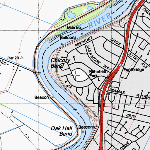 Topographic Map of Bahnfieth Park, CA