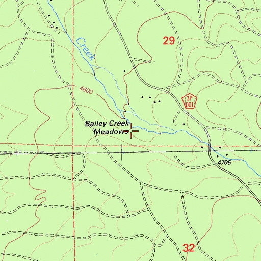 Topographic Map of Bailey Creek Meadows, CA