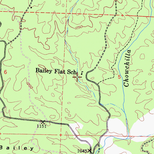Topographic Map of Bailey Flat School, CA