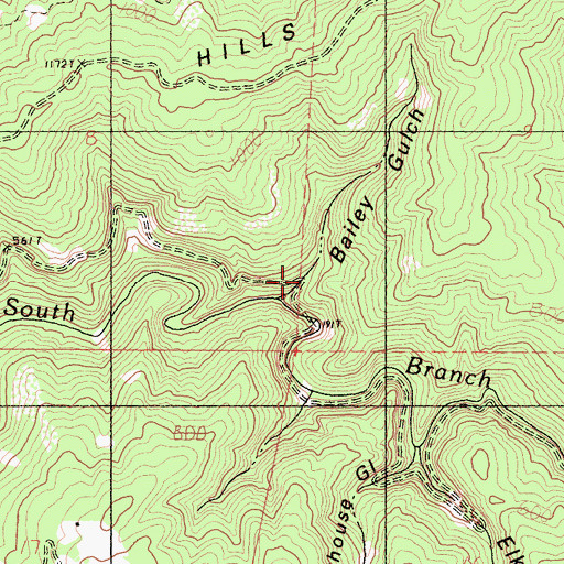 Topographic Map of Bailey Gulch, CA