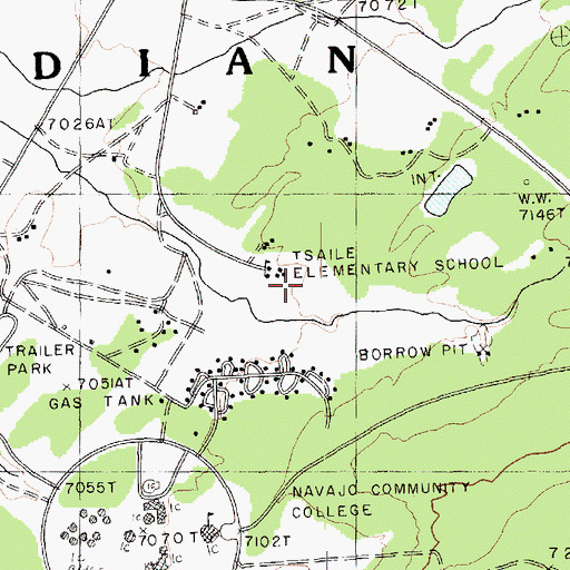 Topographic Map of Tsaile Elementary School, AZ