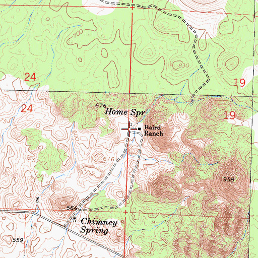 Topographic Map of Baird Ranch, CA