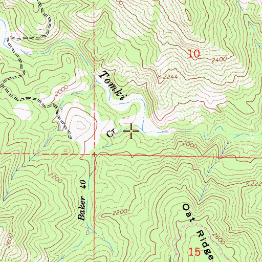 Topographic Map of Baker Forty Creek, CA