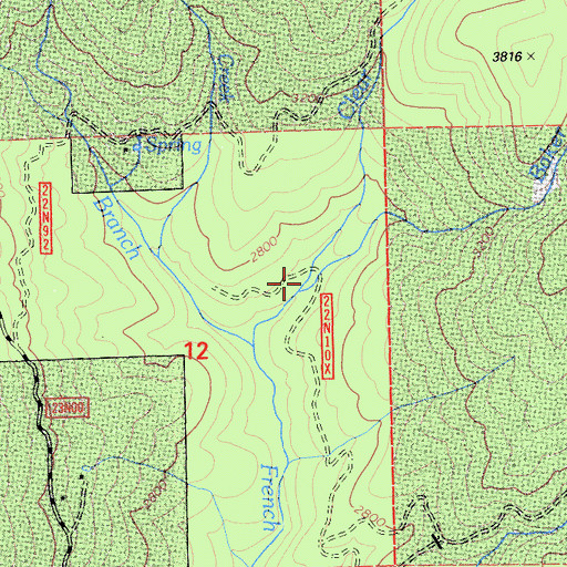 Topographic Map of Baker Creek, CA