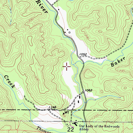 Topographic Map of Baker Creek, CA