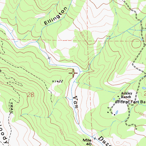 Topographic Map of Baker Creek, CA