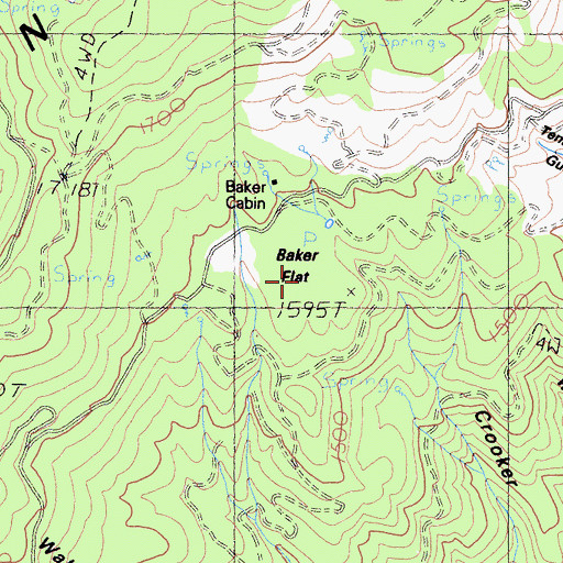 Topographic Map of Baker Flat, CA
