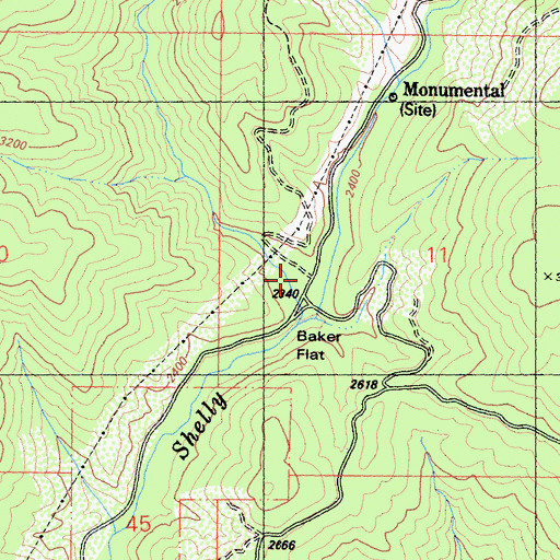 Topographic Map of Baker Flat, CA
